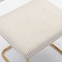 Modern Dining Chairs With Corduroy Fabric,Gold Metal Base, Accent Armless Kitchen Chairs With Channel Tufting,  Side Chairs, Set Of 2