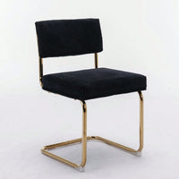 Modern Dining Chairs With Corduroy Fabric,Gold Metal Base, Accent Armless Kitchen Chairs With Channel Tufting,  Side Chairs, Set Of 2