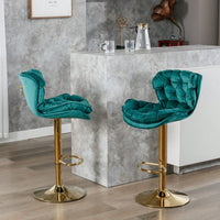 Velvet Adjustable Swivel Bar Stools Set of 2 Modern Counter Height Dining Chairs for Kitchen Island and Cafe