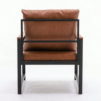 Modern Faux Leather Accent Chair With Black Powder Coated Metal Frame, Single Sofa For Living Room Bedroom