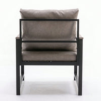 Modern Faux Leather Accent Chair With Black Powder Coated Metal Frame, Single Sofa For Living Room Bedroom