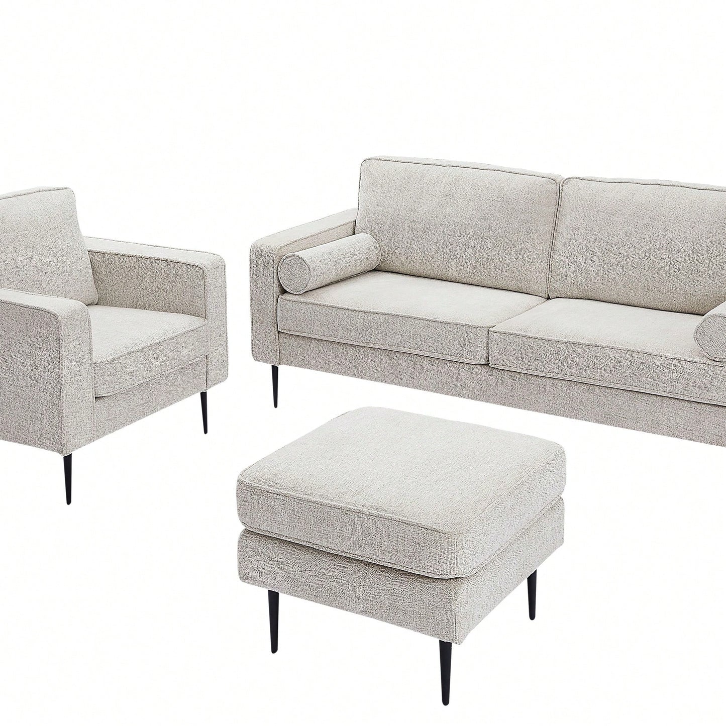 Chesterfield Tufted Fabric Sofa Couch, Large-White Sleek, Elegant, And Comfortable With High-Tech Fabric Surface