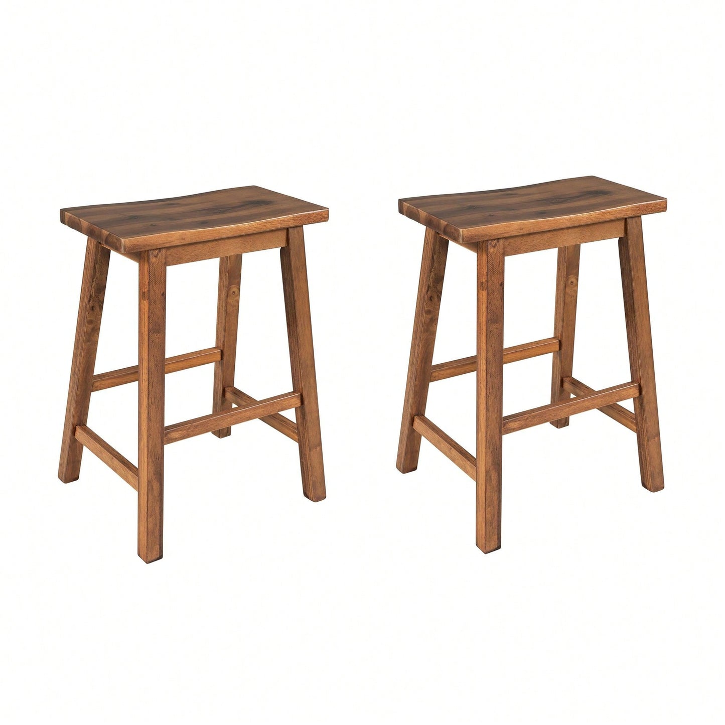 Set Of 2, Counter Height Wood Kitchen Dining Stools For Small Places