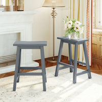 Set Of 2, Counter Height Wood Kitchen Dining Stools For Small Places