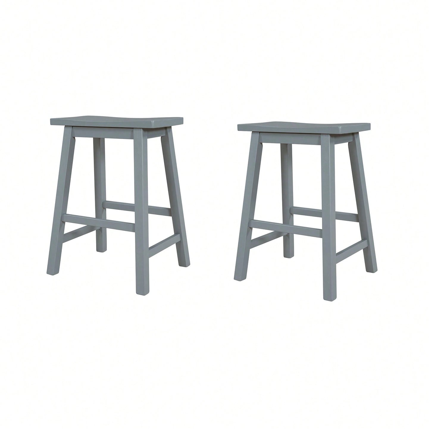 Set Of 2, Counter Height Wood Kitchen Dining Stools For Small Places