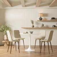 Mid-Century Round Tulip Dining Table for 2-4 People with MDF Top and Pedestal Base Ideal for Kitchen and Living Room