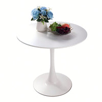 Mid-Century Round Tulip Dining Table for 2-4 People with MDF Top and Pedestal Base Ideal for Kitchen and Living Room