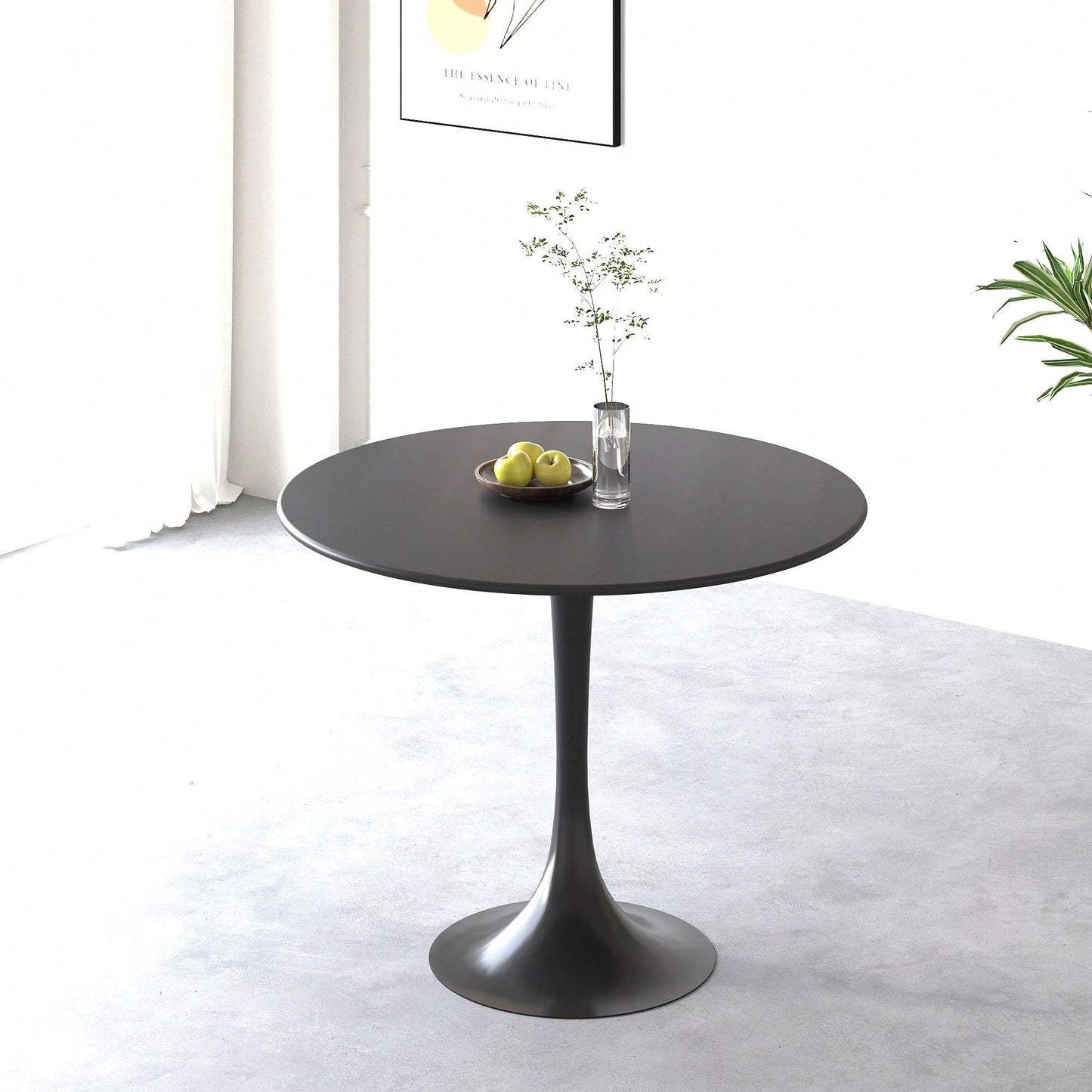 Mid-Century Round Tulip Dining Table for 2-4 People with MDF Top and Pedestal Base Ideal for Kitchen and Living Room