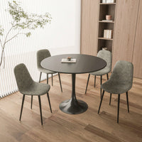 Mid-Century Round Tulip Dining Table for 2-4 People with MDF Top and Pedestal Base Ideal for Kitchen and Living Room