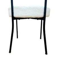 Mid-Century Modern Dining Chairs Set of 2 Upholstered Boucle with Curved Backrest and Black Metal Legs