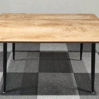 Modern Minimalist MDF Wood Dining Table With Black Metal Legs - Small Size, Versatile Design For 4-6 Seats