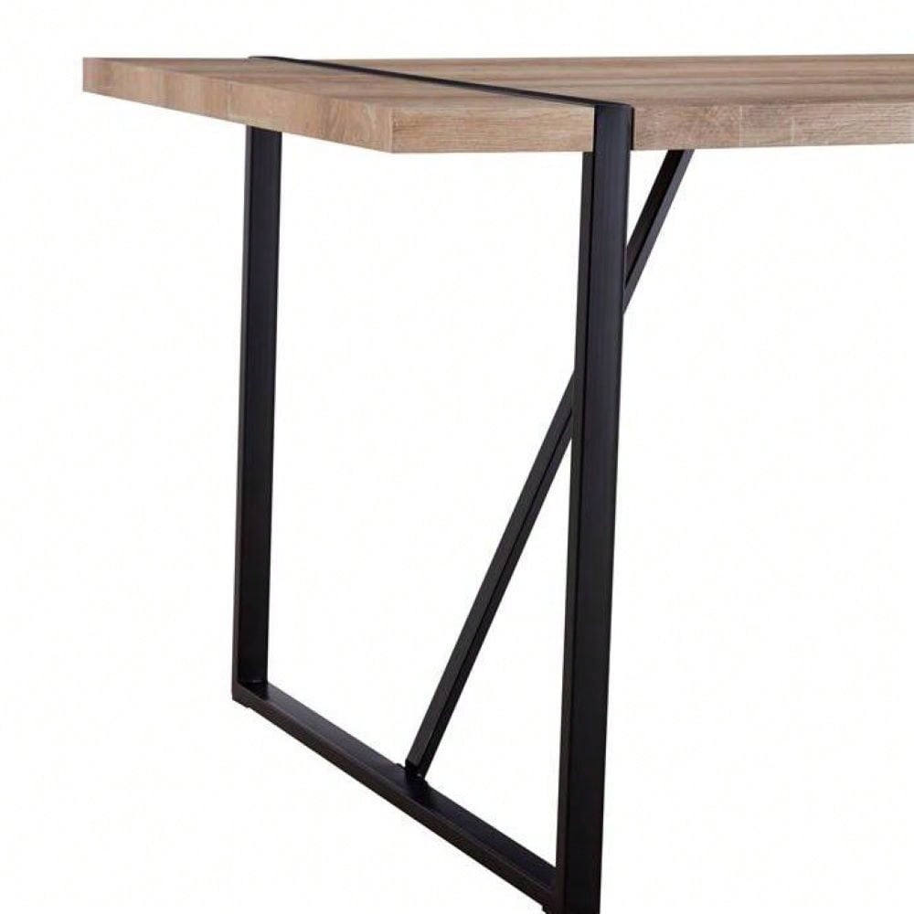 Modern Minimalist MDF Wood Dining Table With Black Metal Legs - Small Size, Versatile Design For 4-6 Seats