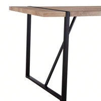 Modern Minimalist MDF Wood Dining Table With Black Metal Legs - Small Size, Versatile Design For 4-6 Seats