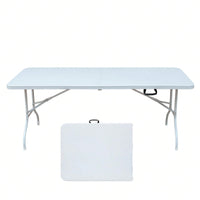 6ft Folding Table, Portable Plastic Table For Camping, Picnics, Parties, High Load Bearing Foldable Table