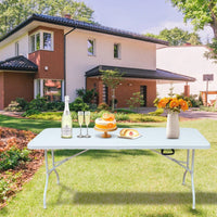 6ft Folding Table, Portable Plastic Table For Camping, Picnics, Parties, High Load Bearing Foldable Table