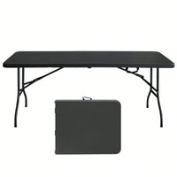 6ft Folding Table, Portable Plastic Table For Camping, Picnics, Parties, High Load Bearing Foldable Table