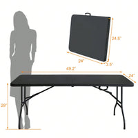 6ft Folding Table, Portable Plastic Table For Camping, Picnics, Parties, High Load Bearing Foldable Table