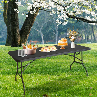 6ft Folding Table, Portable Plastic Table For Camping, Picnics, Parties, High Load Bearing Foldable Table