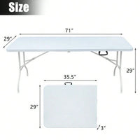 6ft Folding Table, Portable Plastic Table For Camping, Picnics, Parties, High Load Bearing Foldable Table