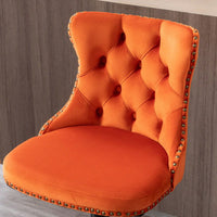 Adjustable Swivel Velvet Bar Stools Set of 2 Comfortable Tufted Back Modern Design for Kitchen Island and Home Pub Orange 25-33 Inch Height