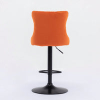 Adjustable Swivel Velvet Bar Stools Set of 2 Comfortable Tufted Back Modern Design for Kitchen Island and Home Pub Orange 25-33 Inch Height