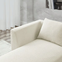 Modular Sectional Sofa With Loop Yarn Fabric, Sturdy Wood Frame, And Moveable Chairs And Ottoman