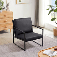 PVC Leather Accent Arm Chair With Extra Thick Padded Backrest And Seat Cushion Sofa Chairs,Non-Slip Adsorption Feet,Sturdy Metal Frame,Black