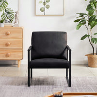 PVC Leather Accent Arm Chair With Extra Thick Padded Backrest And Seat Cushion Sofa Chairs,Non-Slip Adsorption Feet,Sturdy Metal Frame,Black