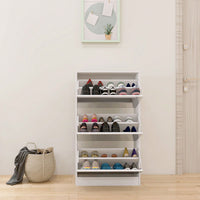 Shoe Storage Cabinet With Mirror, Wood Slim Shoe Rack 3 Tier Shoe Organizer For Home And Apartment