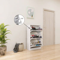 Shoe Storage Cabinet With Mirror, Wood Slim Shoe Rack 3 Tier Shoe Organizer For Home And Apartment