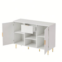 Wave Pattern 2 Door Storage Cabinet With Drawers Buffets & Sideboards For Living Room, Dining Room, Bedroom , Hall, White.