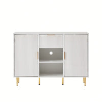 Wave Pattern 2 Door Storage Cabinet With Drawers Buffets & Sideboards For Living Room, Dining Room, Bedroom , Hall, White.