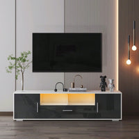 Modern LED TV Stand with Remote Control Light Belt and Storage Cabinets for Living Room and Bedroom