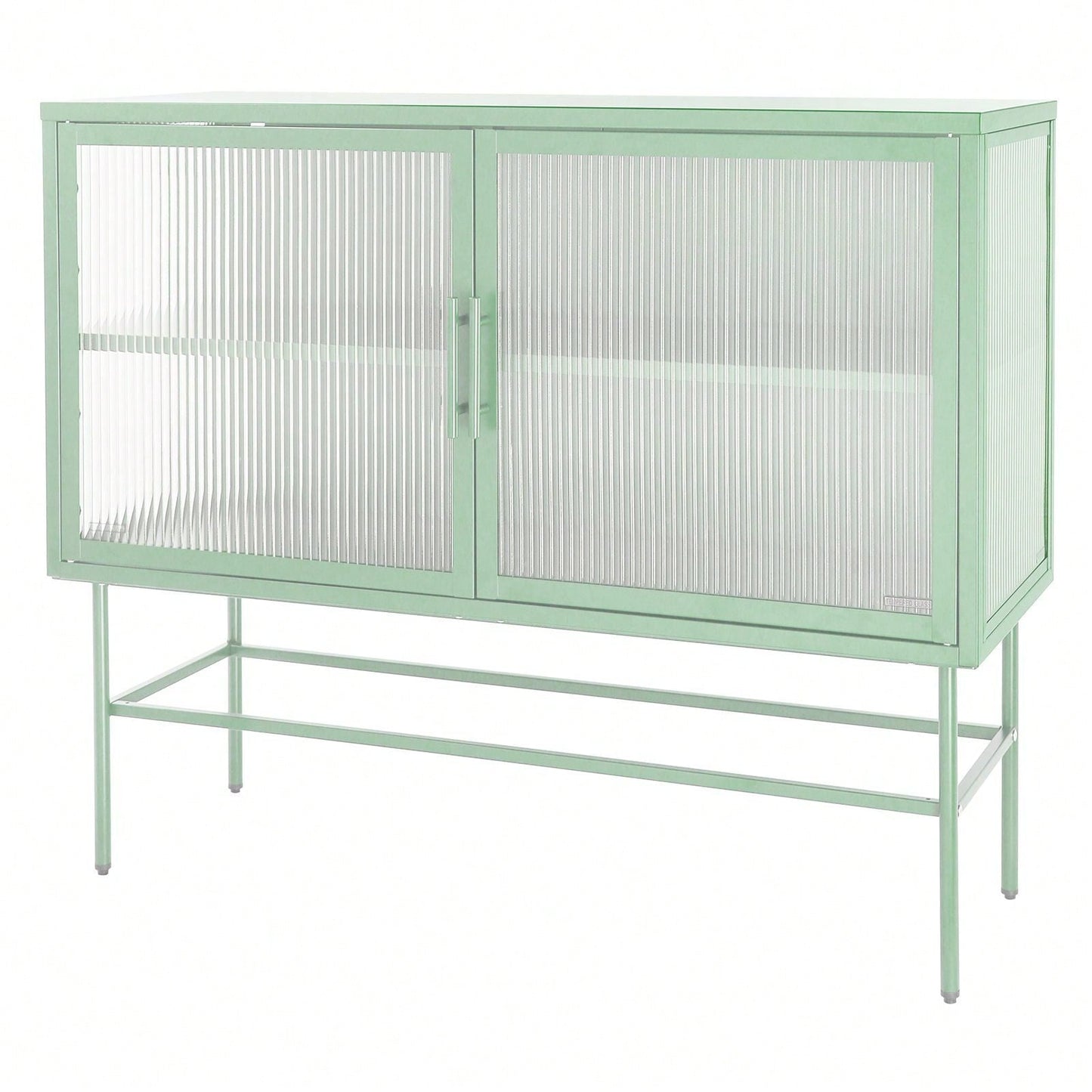 Storage Cabinet, Console Table, 2 Fluted Glass Doors, Adjustable Shelf And Feet, Anti-Tip Dust-Free Kitchen Credenza Cabinet