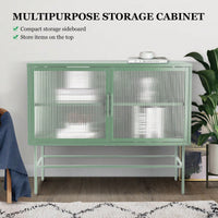 Storage Cabinet, Console Table, 2 Fluted Glass Doors, Adjustable Shelf And Feet, Anti-Tip Dust-Free Kitchen Credenza Cabinet