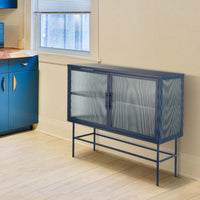 Storage Cabinet, Console Table, 2 Fluted Glass Doors, Adjustable Shelf And Feet, Anti-Tip Dust-Free Kitchen Credenza Cabinet