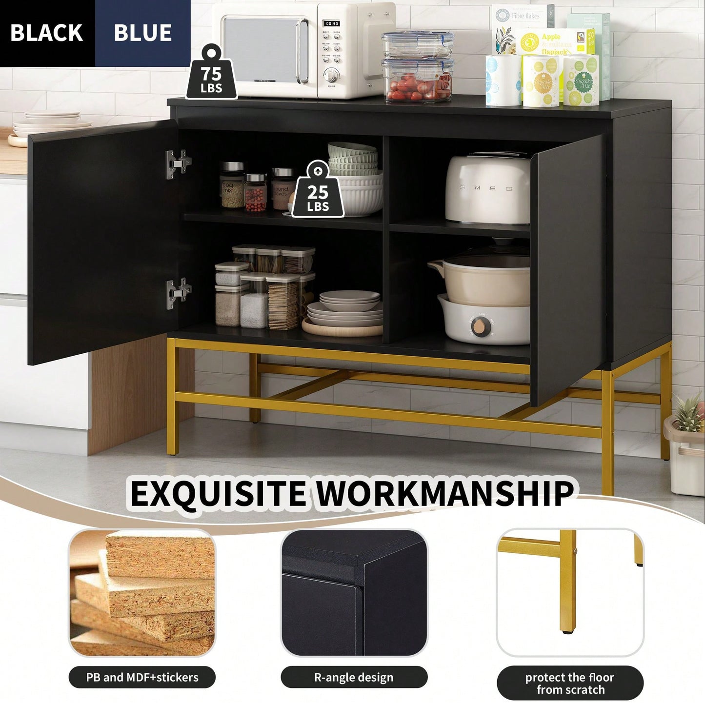 Minimalism And Light Luxury, Exquisite Workmanship, Adjustable Shelves, Multifunctional Cabinet