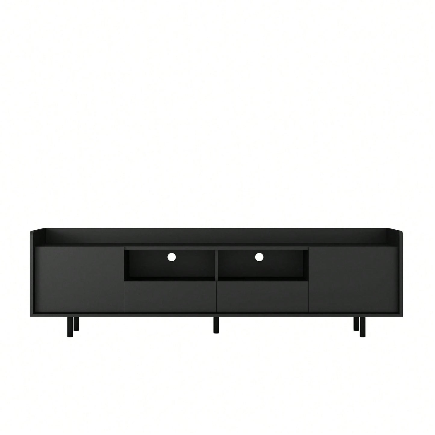 Modern Black TV Stand, 16 Colors LED TV Stand W/Remote Control Lights