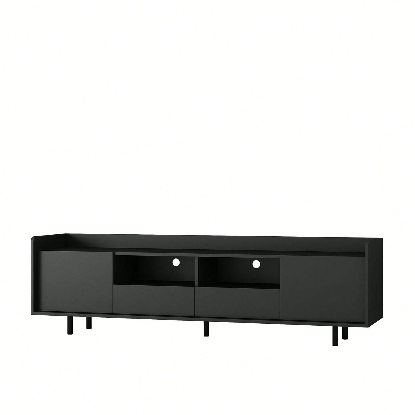 Modern Black TV Stand, 16 Colors LED TV Stand W/Remote Control Lights