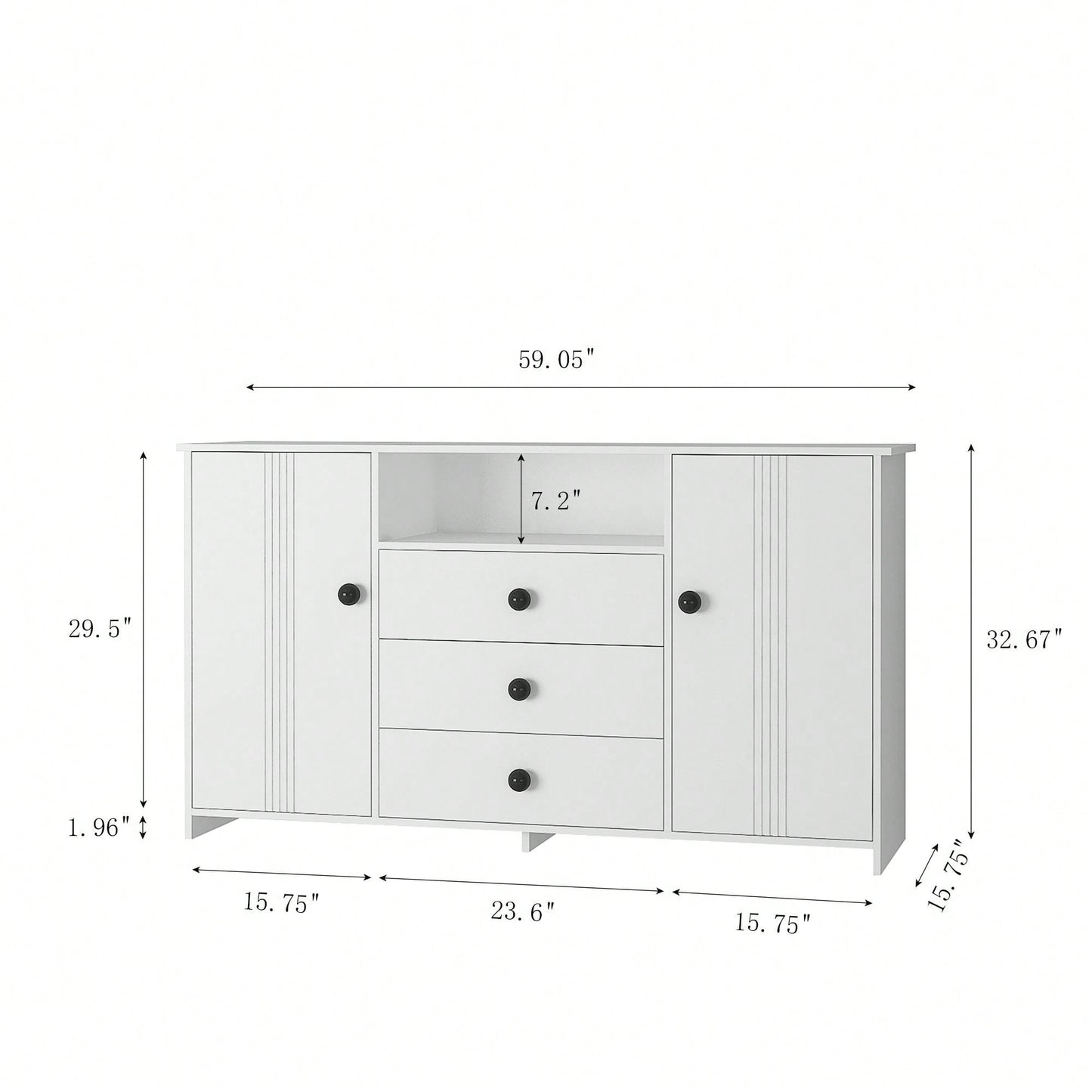 Sideboard Buffet Cabinet With Storage And Adjustable Shelves For Kitchen