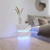 APP & Remote Control **2 Drawers Bedside Table With RGB Led Light Nightstand With Bluetooth Control APP & Remote Control**