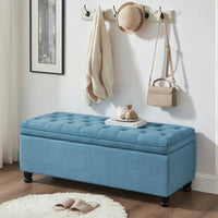 Upholstered Tufted Button Storage Bench ,Faux Leather Entry Bench With Spindle Wooden Legs, Bed Bench