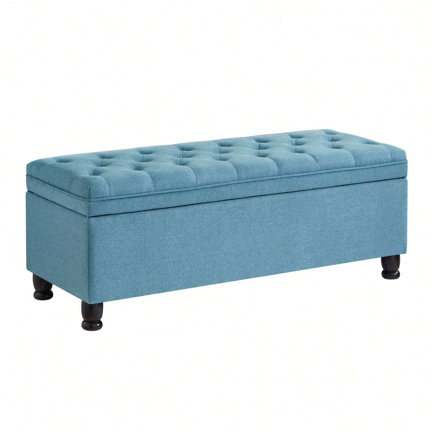 Upholstered Tufted Button Storage Bench ,Faux Leather Entry Bench With Spindle Wooden Legs, Bed Bench