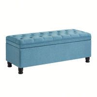 Upholstered Tufted Button Storage Bench ,Faux Leather Entry Bench With Spindle Wooden Legs, Bed Bench