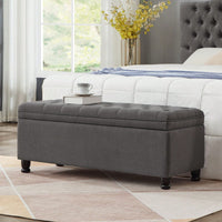 Upholstered Tufted Button Storage Bench ,Faux Leather Entry Bench With Spindle Wooden Legs, Bed Bench