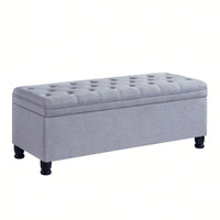 Upholstered Tufted Button Storage Bench ,Faux Leather Entry Bench With Spindle Wooden Legs, Bed Bench