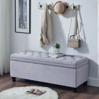 Upholstered Tufted Button Storage Bench ,Faux Leather Entry Bench With Spindle Wooden Legs, Bed Bench