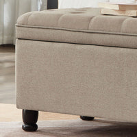 Upholstered Tufted Button Storage Bench ,Faux Leather Entry Bench With Spindle Wooden Legs, Bed Bench