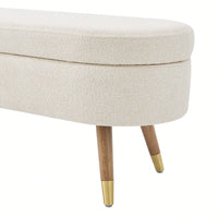 Upholstered Boucle Ottoman With Golden Metal Legs End Of Bed Bench For Bedroom, Living Room, Entryway,Bed Side