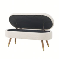 Upholstered Boucle Ottoman With Golden Metal Legs End Of Bed Bench For Bedroom, Living Room, Entryway,Bed Side